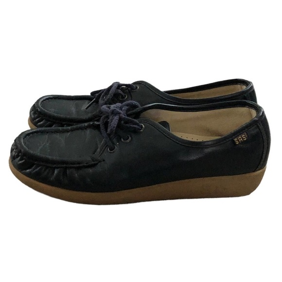 SAS Siesta Womens Genuine Handsewn Blue Lace Up Shoes Size 7N Narrow - Picture 4 of 10